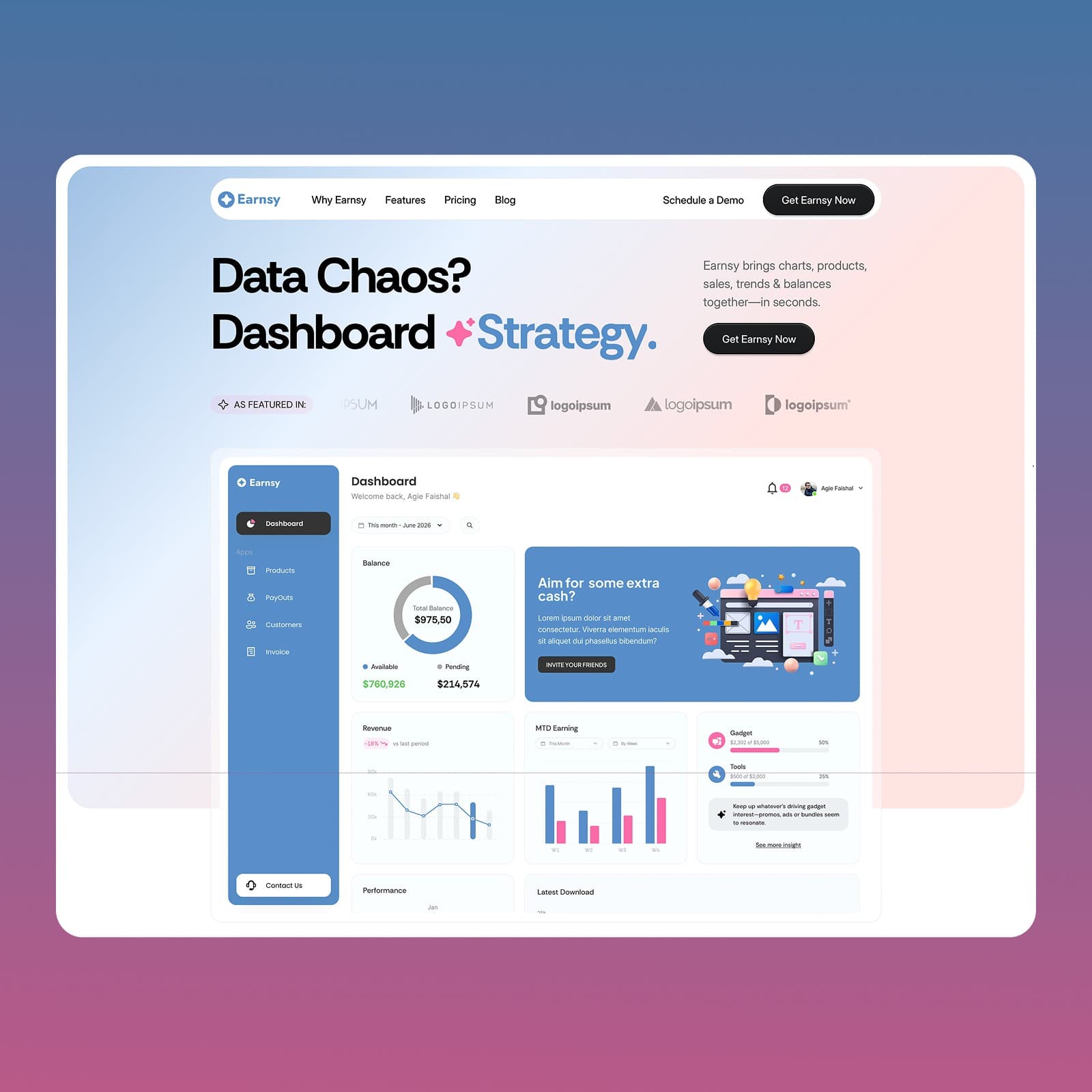 Earnsy: Premium Framer Landing Page System