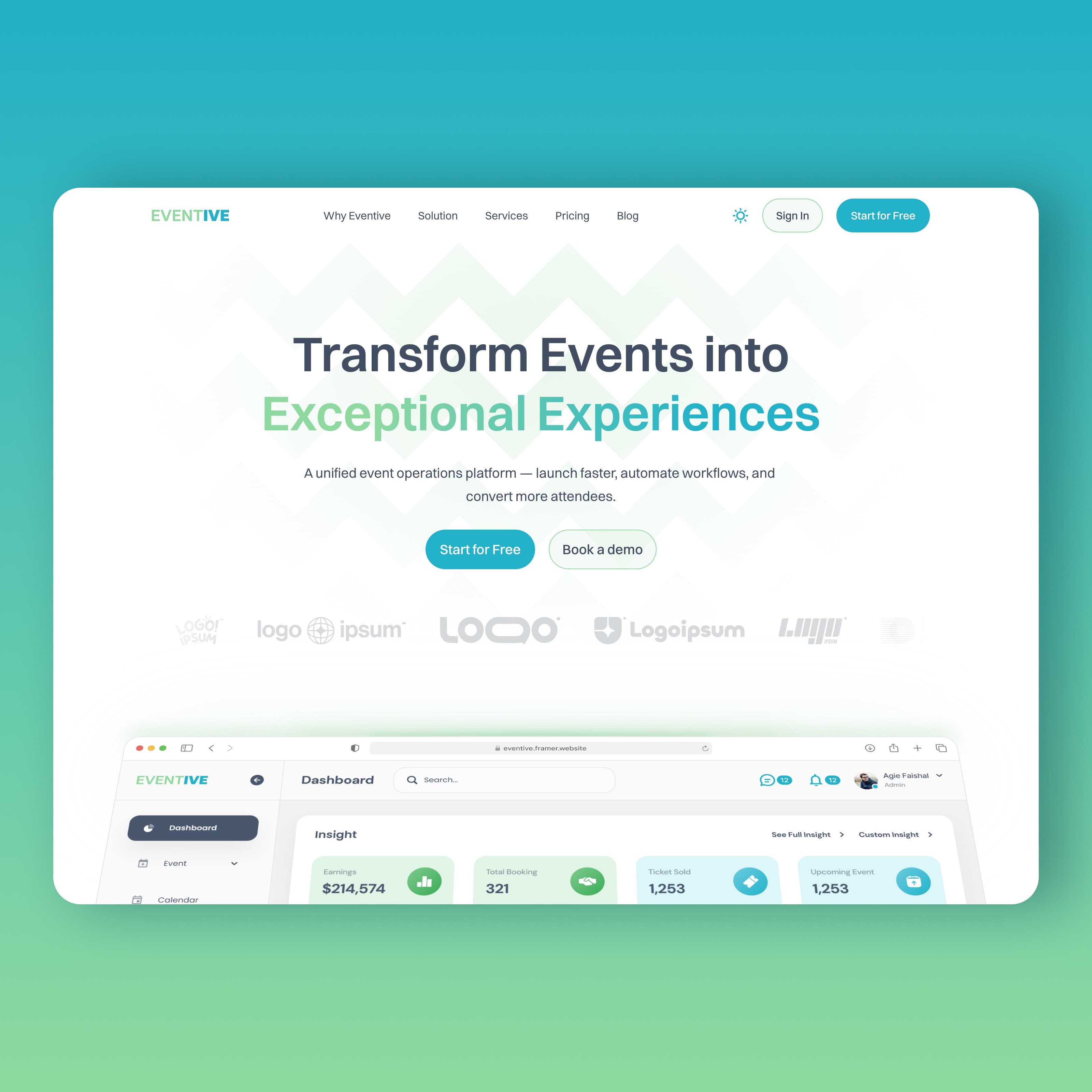 Eventive: Premium Framer Landing Page System