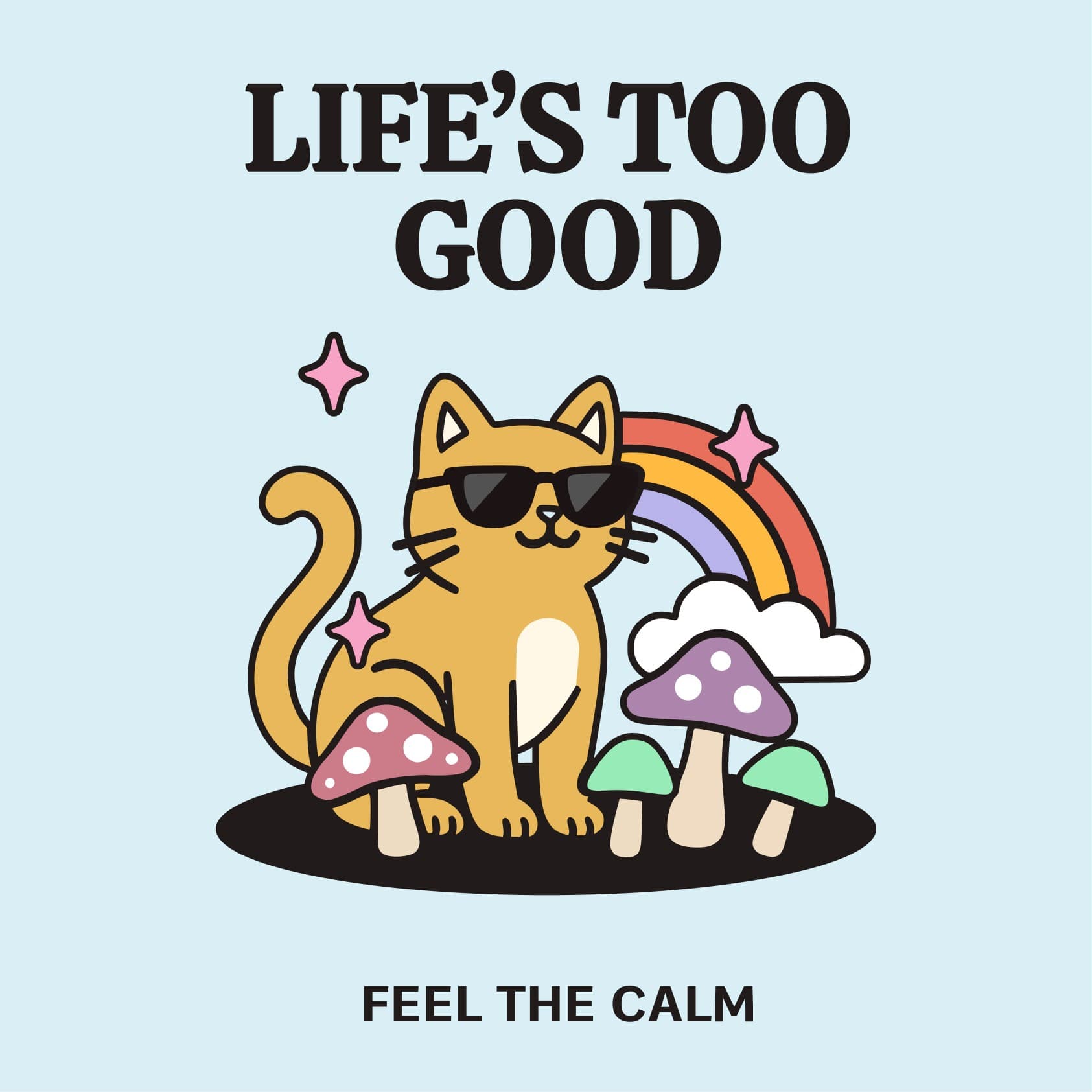 Retro Cat Anime Motivational Illustration: Typographic Vector Graphic
