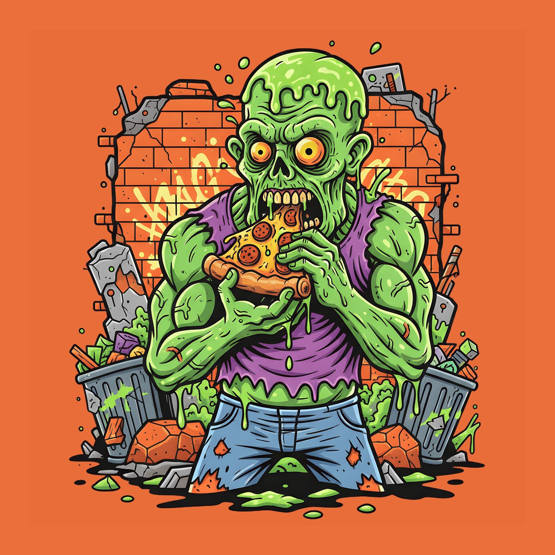 Monster Eat Pizza: Bold Streetwear Vector Art